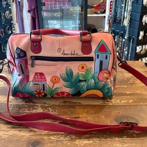 Anuschka Hand-Painted Multicolor Crossbody Bag
